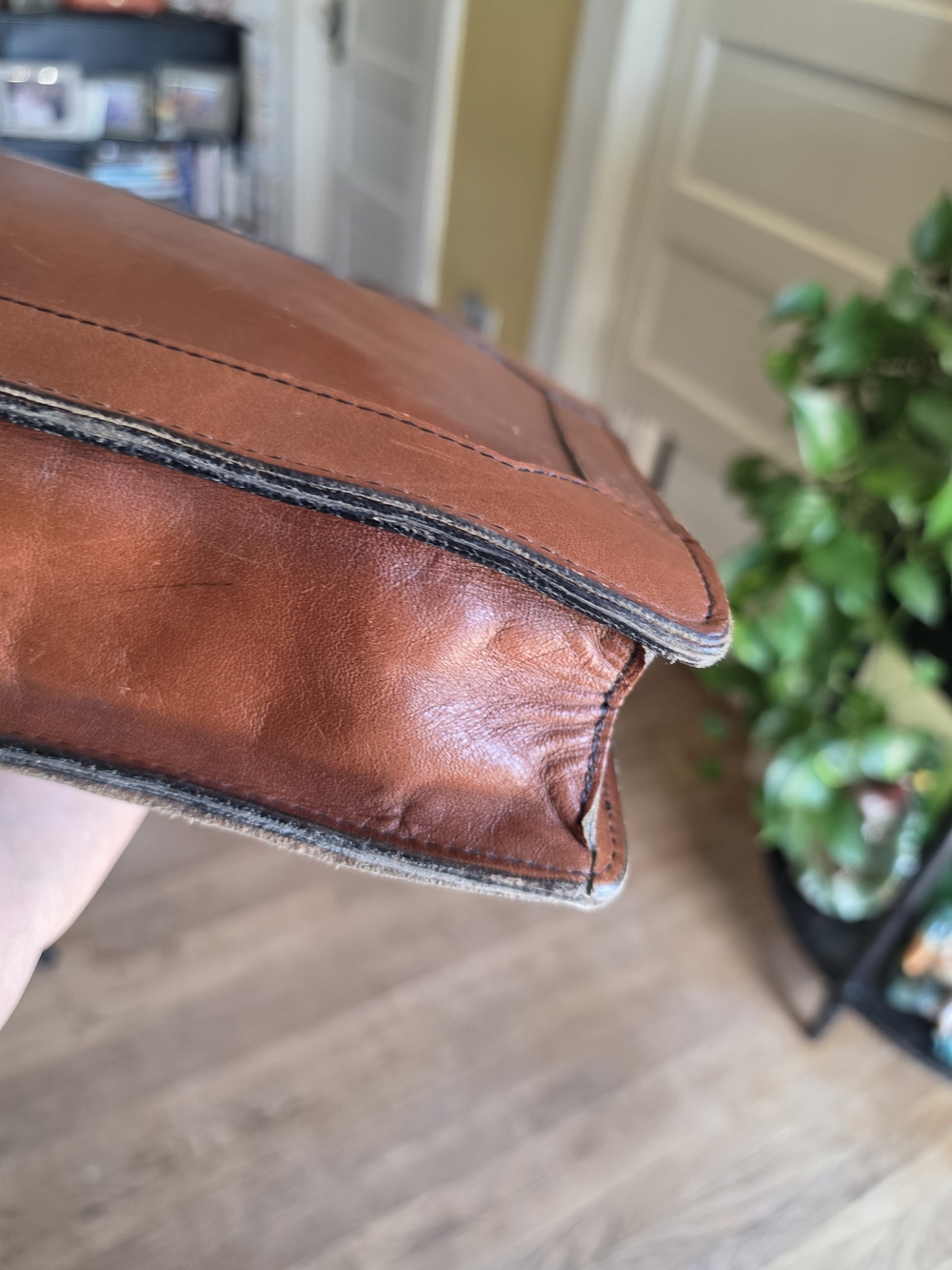 SCHLESINGER Brothers Vintage Cowhide Leather Briefcase Portfolio Brown Camel - Picture 4 of 8